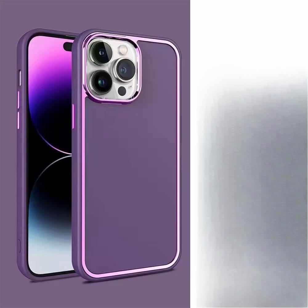 Подходит для чехла для мобильного телефона IPhone15 Гальванизированная рамка 14pro Ощущение кожи Микроматовый MAX Большое отверстие Полное покрытие Противоударный Мягкий чехол