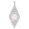 [Q9387] - Silver Pendant 'Sissi' Ivory Silver White (rhodium-plated) - 35x15 Mm