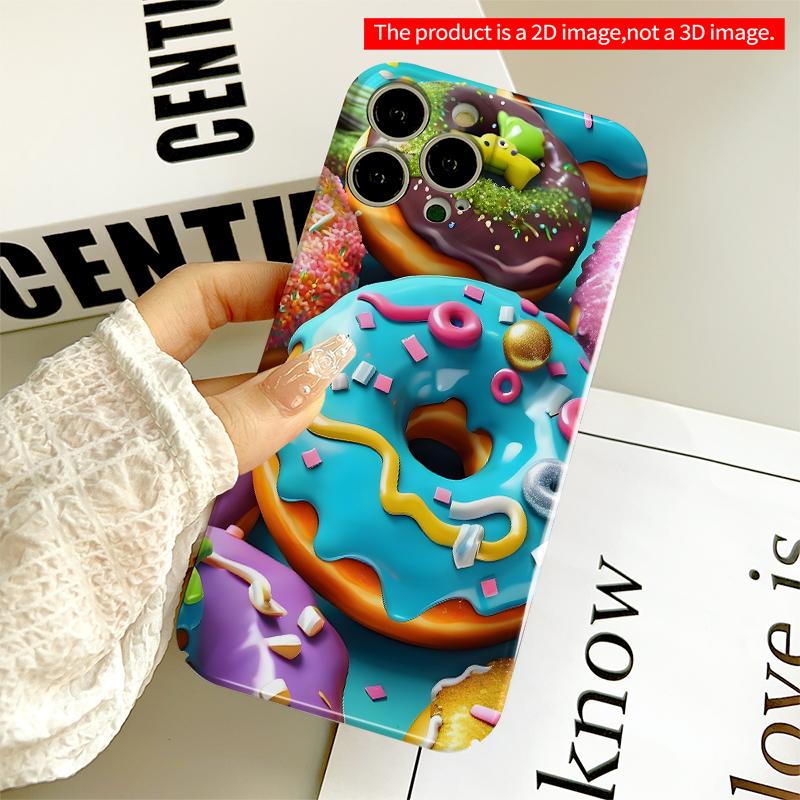 2DFlat Colorful Donut Mix Phone Case All inclusive film hard iPhone case, compatible with iPhone 18 Pro Max 17 16 15 14 13 12 11