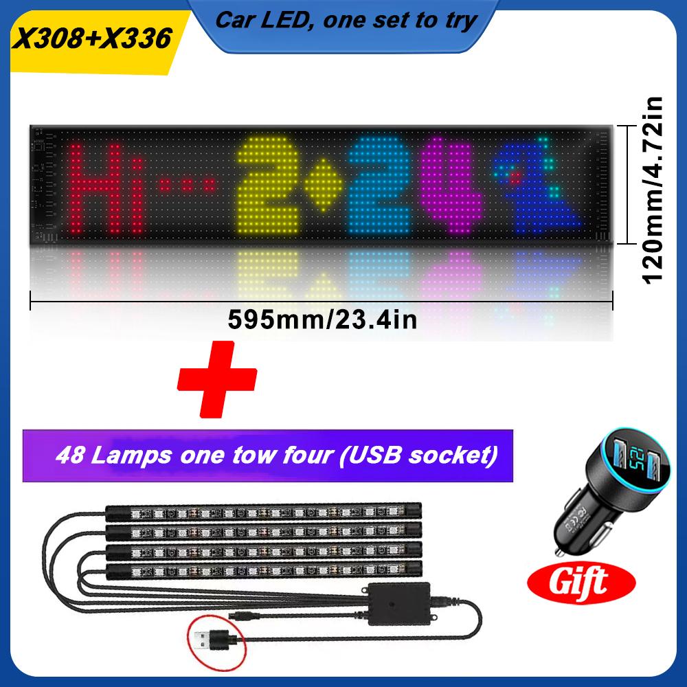 LED Matrix Pixel Panel Bluetooth APP USB 5V RGB Pattern Graffiti Scroll Text Animation Car Logo 4 PCS LED Light Bar Car Interior