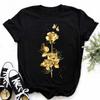 New Fashion Golden Rose Print Ladies T-shirt Harajuku Casual Round Neck Top