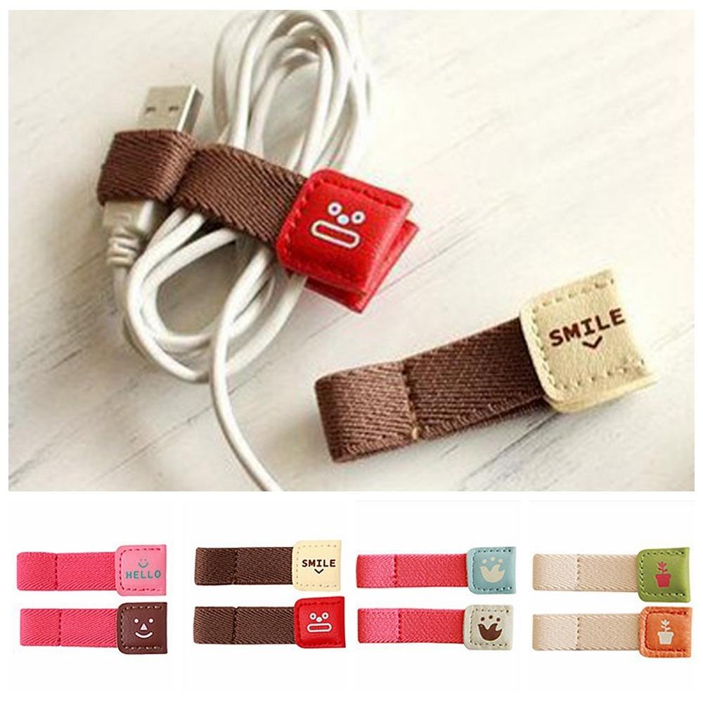 Cord Management Cord Winder Buckle Holder Storage Leather Cable Winder Vintage Cartoon Data Cable Organizers Desktop