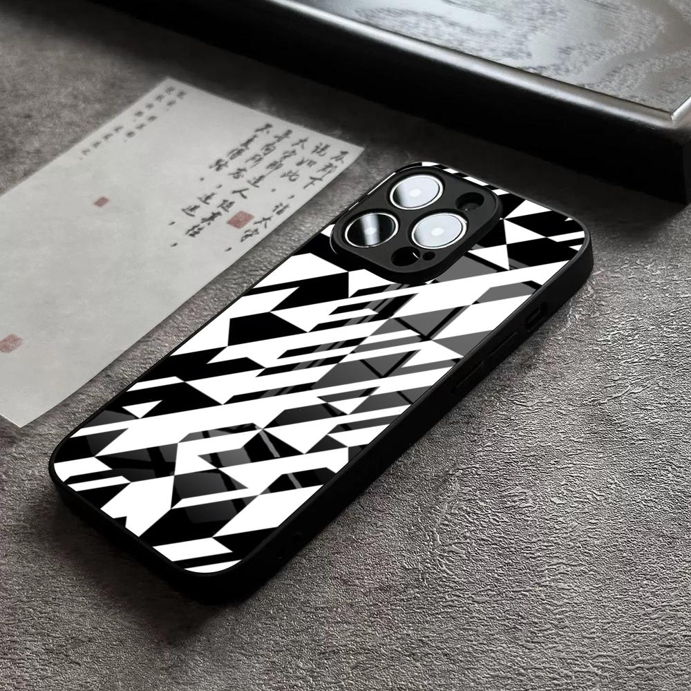 Геометрический арт-кейс в стиле Баухаус для IPhone 16 Pro Max 14 17 Air 12 15 11 13 Mini X XR XS Max SE Стеклянная крышка