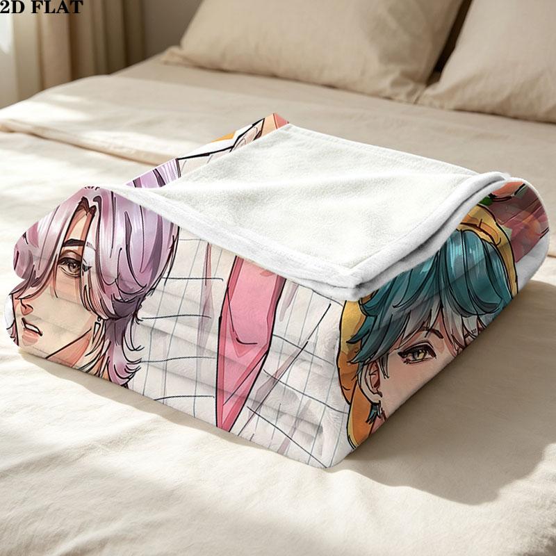 1PC Kpop Demon Hunters Patterned Flannel Blanket Suitable For All Seasons For Home Decor Warmth And Comfort Gifts Holiday Present