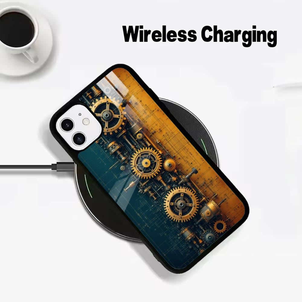 Mechanical Gear Wireless charging phone case compatible with iPhone 17/16/15/14/13/12/11