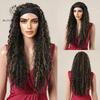 Elegant Synthetic Headband Wig Long Wavy Curly Black Straight Wigs with Headbands for Women and Girls Heat Resistant
