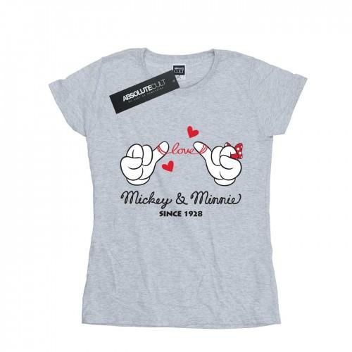 Disney Womens/Ladies Mickey Mouse Love Hands Cotton T-Shirt