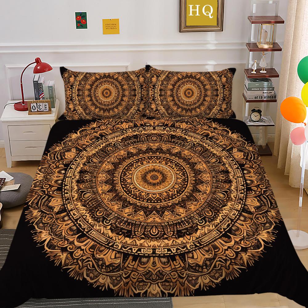 Mandala Printed Bedspreads Twin Size Microfiber Bedding Cover Cool Boy Fashion Duvet Cover Set Bedroom Decor
