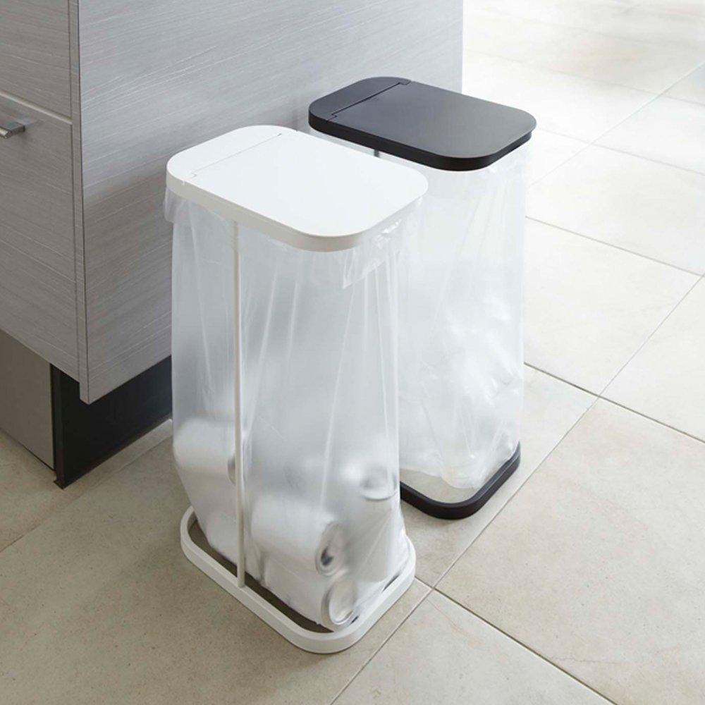 Набор из 2 мусорных баков YAMAZAKI, держатель для мусорных мешков с разделителем крышки, тонкий кухонный Luce, белый, черный 7552 7553