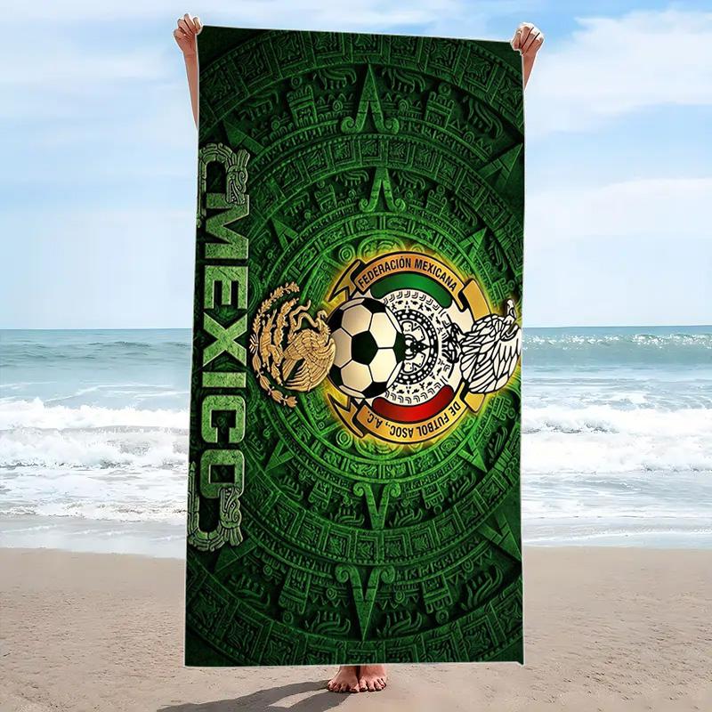 Mexican Football Federation Print Beach Towel, Large Soft Quick Dry Towel for Beach Camping Swimming