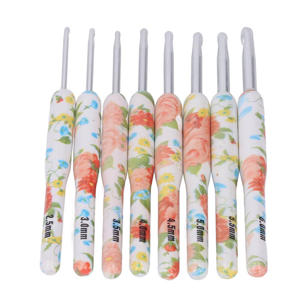 8pcs Crochet Hook Set Printing Aluminum Handcraft Colorful Crochet Hook Ergonomic Knitting Hook for Knitters for Sewing