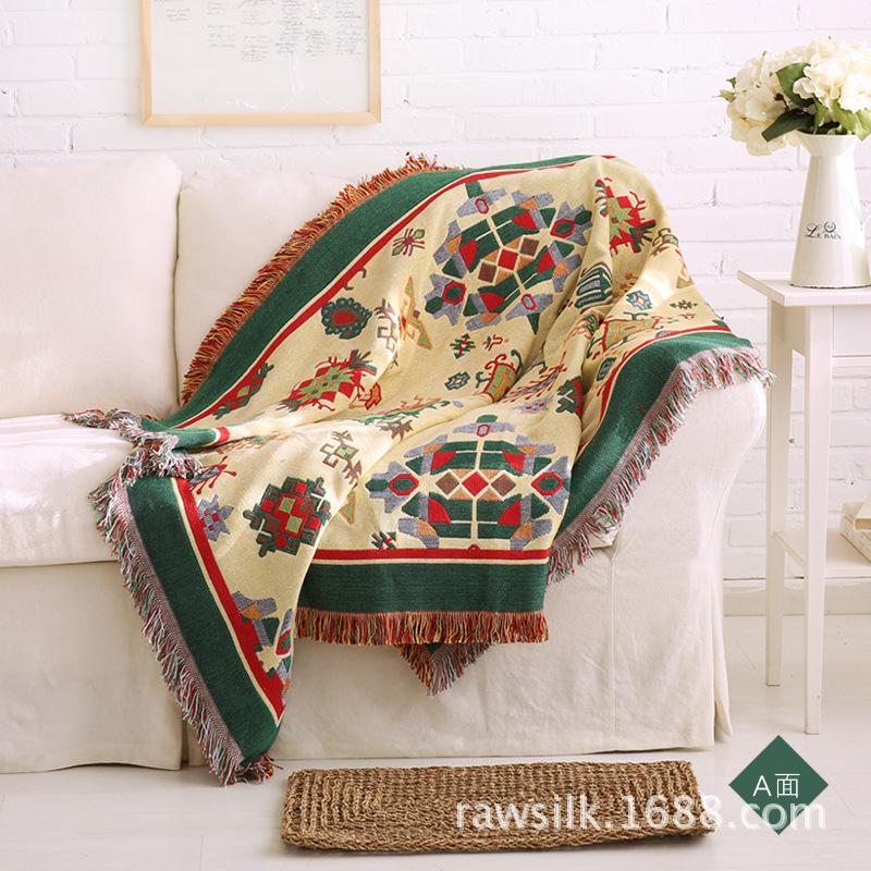 Retro Warm Sofa Towel European Fabric Sofa Chair Blanket Non-slip Double Sided Usable Couch Cover Jacquard Geometry Couch Cover