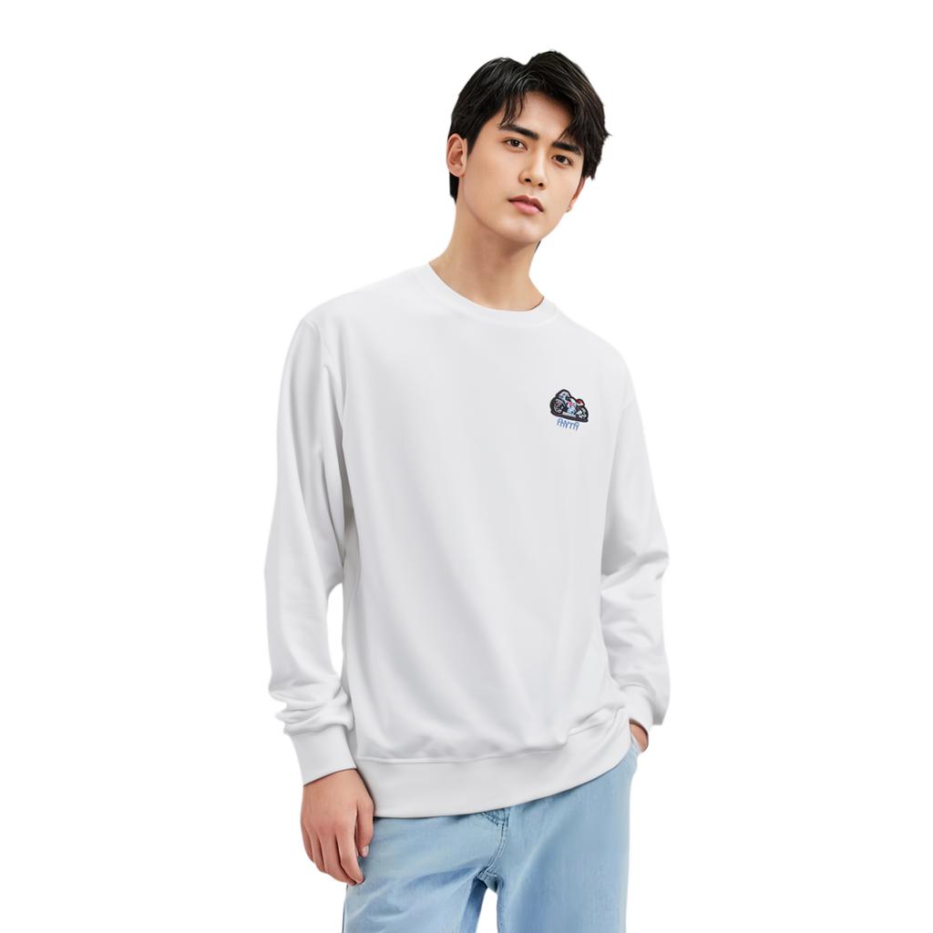 Anta Lifestyle Series однотонный круглый вырез пуловер флисовый свитшот унисекс свитшот слоновая кость 952348718-2