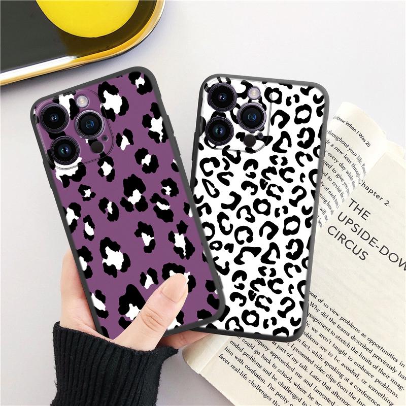 Модные мягкие чехлы для телефонов с леопардовым рисунком для iPhone 15 Pro 6 14 XS 13 Max XR 12 Mini 7 Plus X SE 8 11, противоударный бампер из ТПУ, черный чехол