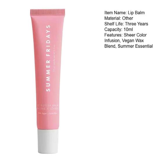 Летний бальзам для губ - Веганский, увлажняющий и с оттенком для мягких блестящих губ