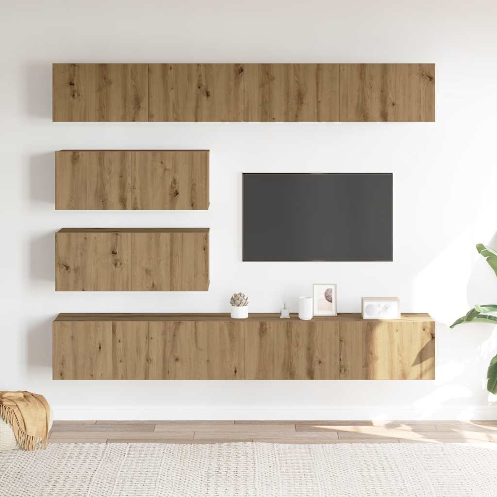 6-Cz. Zestaw Szafek Tv, Dąb Artisan, Materiał Drewnopochodny