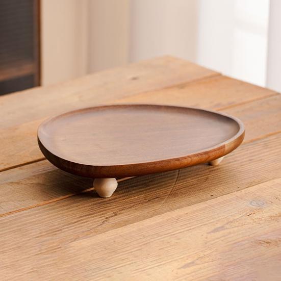 Деревянный поднос для демонстрации Маленький круглый деревенский поднос для подачи Подсвечник Поднос для украшений Фермерский Современный домашний декор