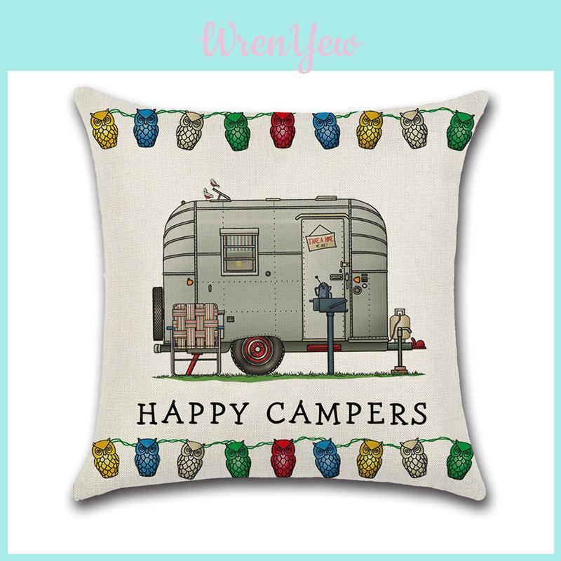 Декоративная наволочка на подушку-плед для дивана Happy Campers, идеально подходящая для домашнего декора