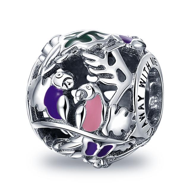 Подвеска из стерлингового серебра 925 пробы, романтическая розовая любовь, фиолетовый камень, подходящий для модного браслета для женщин, изготовление ювелирных изделий своими руками