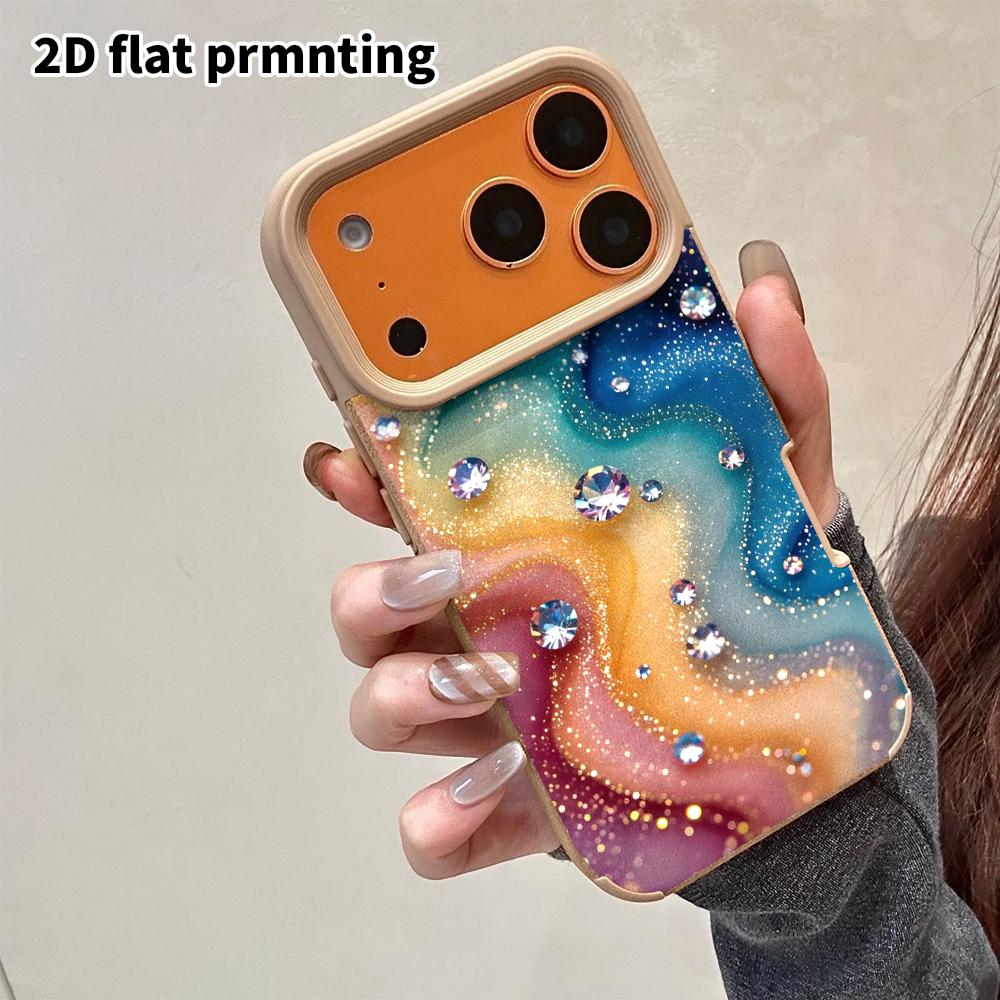 Phone Case: 2D flat lambskin suitable for iPhone 18, 17, 16, 15, 14, 13 Pro protective cases, neon waves, Christmas and Halloween gifts
