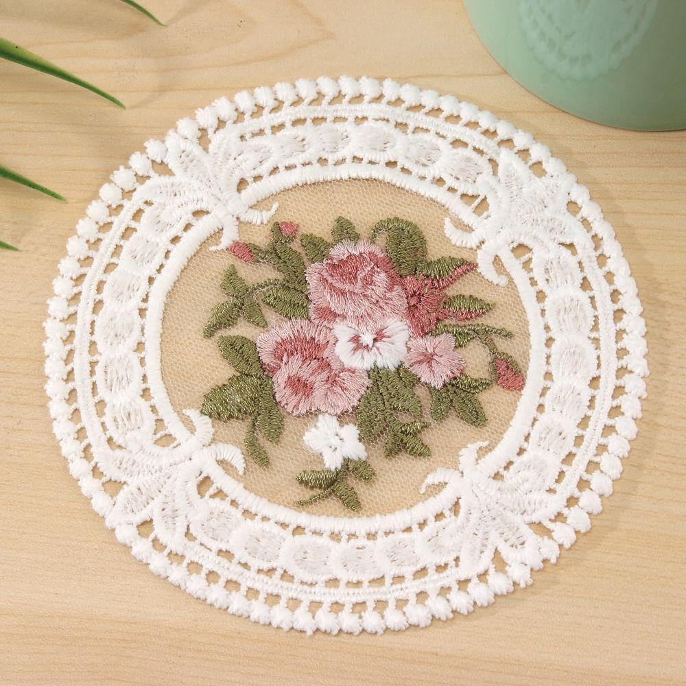 Embroidery Fabric Table Decoratio Insulation Mat Plate Mats Lace Coaster Coffee Cups Coasters