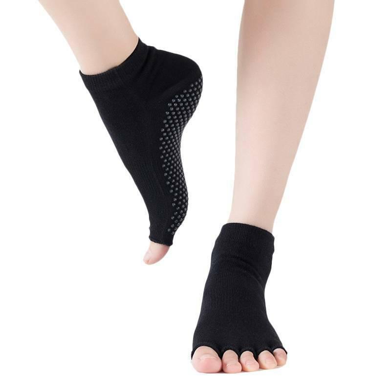 Носки для йоги, мягкие носки для пилатеса, барре, танцев, балета, нескользящие носки без пальцев с половиной носка