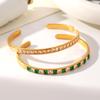 Открытый браслет-манжета из нержавеющей стали с покрытием 18K золотом и цирконами – Роскошный, устойчивый к потускнению, стильный браслет
