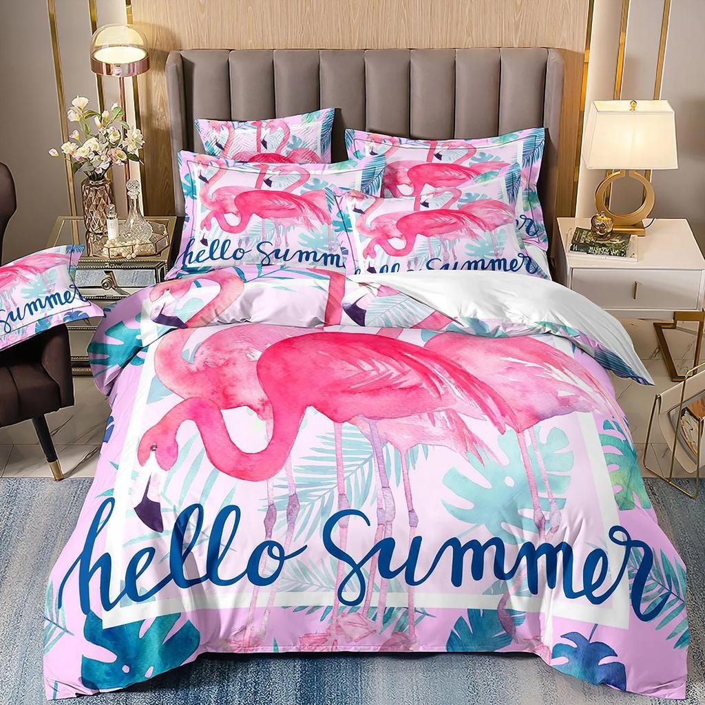 Flamingo Duvet Cover Pillowcase Bird pattern Bedding Set Adult Boy Girl Bedroom Decoration Children Single Double Large Size
