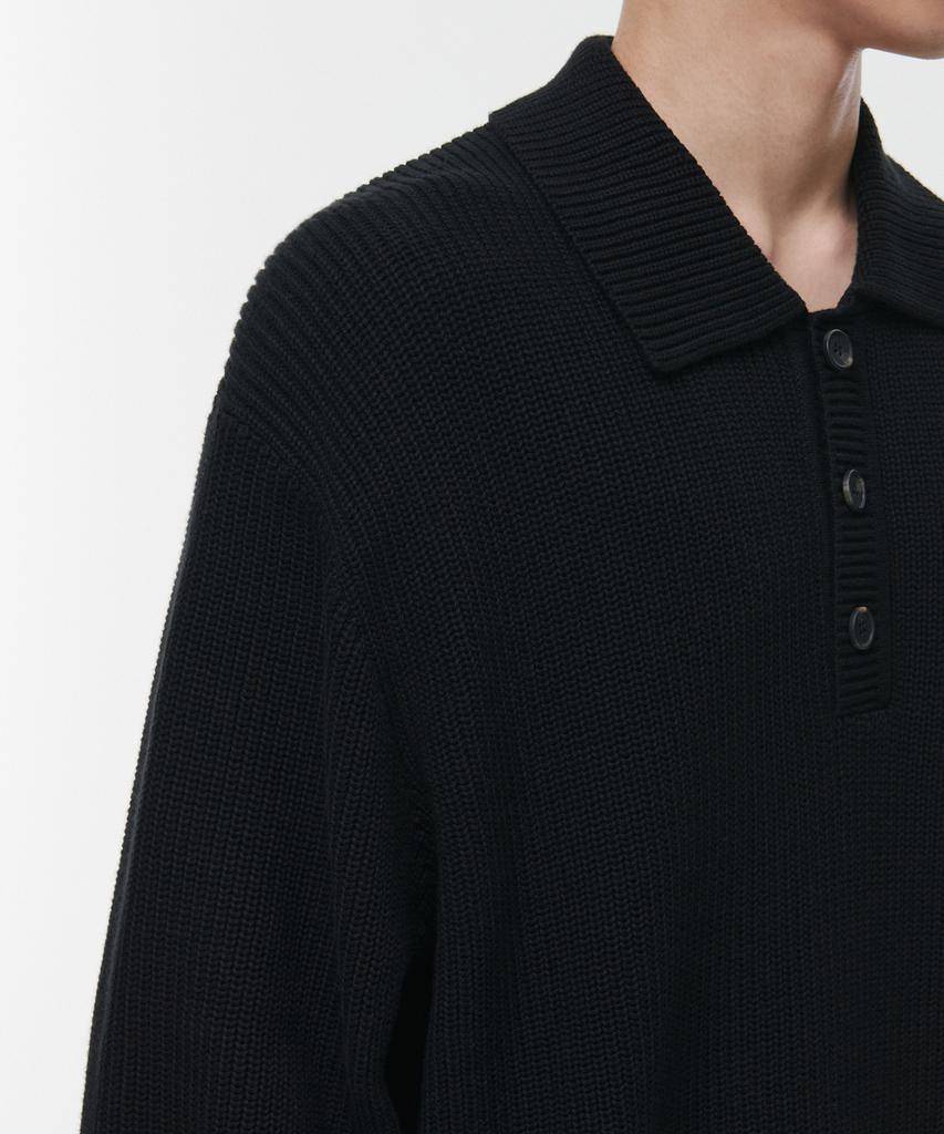MUSINSA STANDARD Cotton Ribbed Collared Knit [Black]