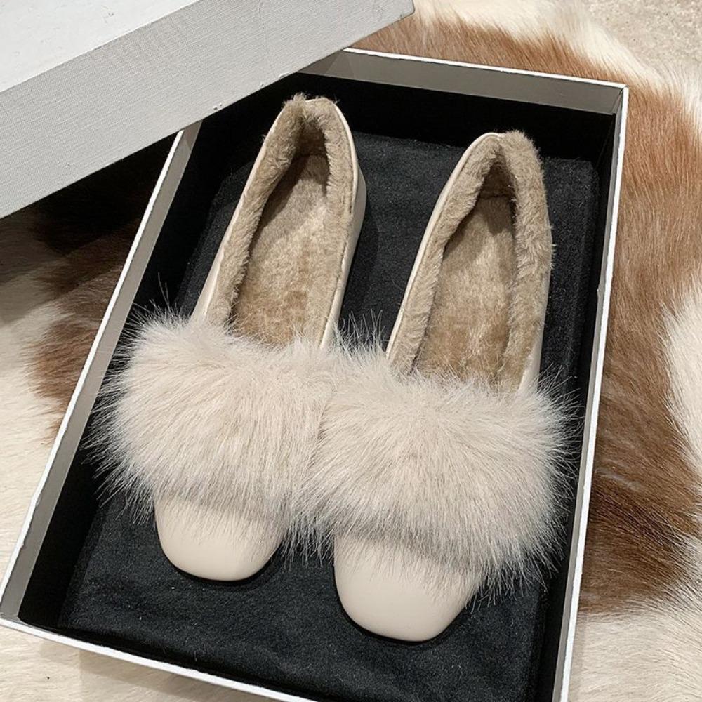 Fashion Big Size Lambwool Moccasins Femme Curly Sheep Fur Flats Woman Warm Plush Loafers Winter Cotton Shoes Women Furry Snow Boot