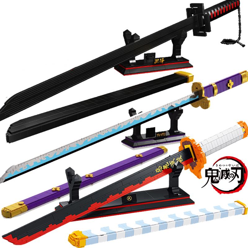Demon Slayer Onemoc Piece Katana Luminous Sword Building Blocks Diy Model Educational Toy Assembly Weapon Toy Brick For Children