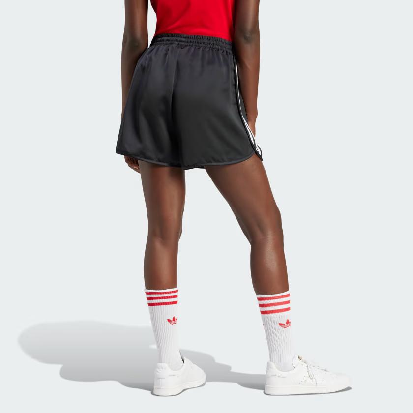 Adidas Originals Satin Sprint Shorts With Three Stripes And Elastic Waist Women Shorts Black IU2528