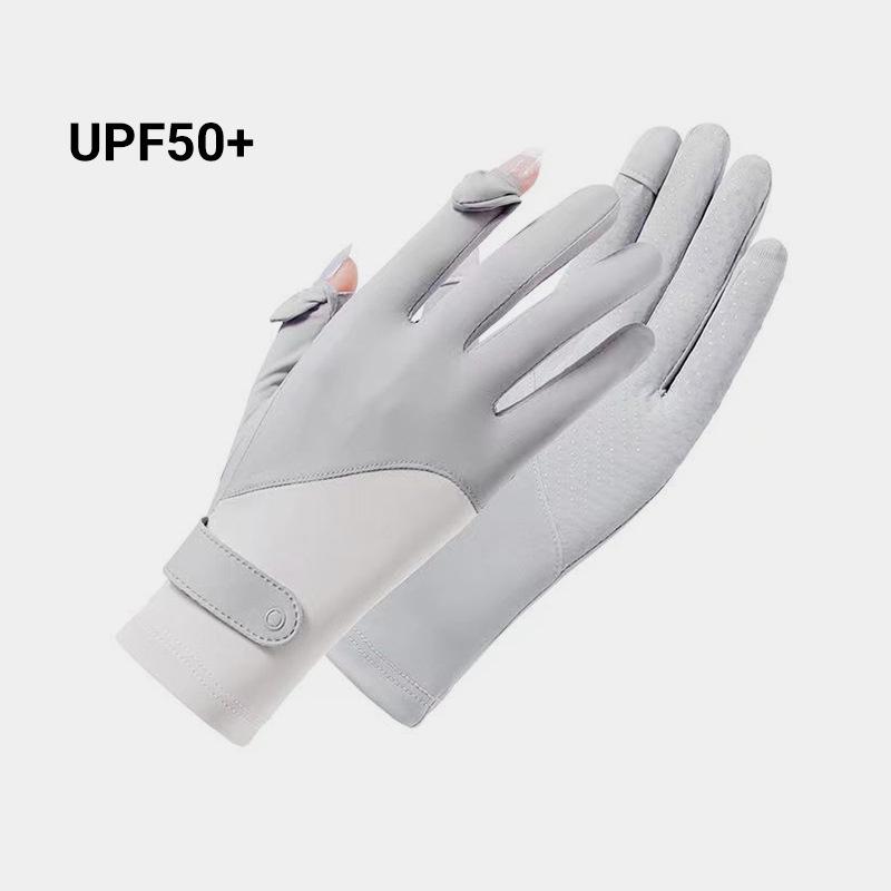 Летние перчатки с защитой от ультрафиолета, тонкие шелковые перчатки из льда, быстросохнущие солнцезащитные перчатки, прохладные, для вождения, езды на велосипеде, противоскользящие перчатки UPF50+ для женщин
