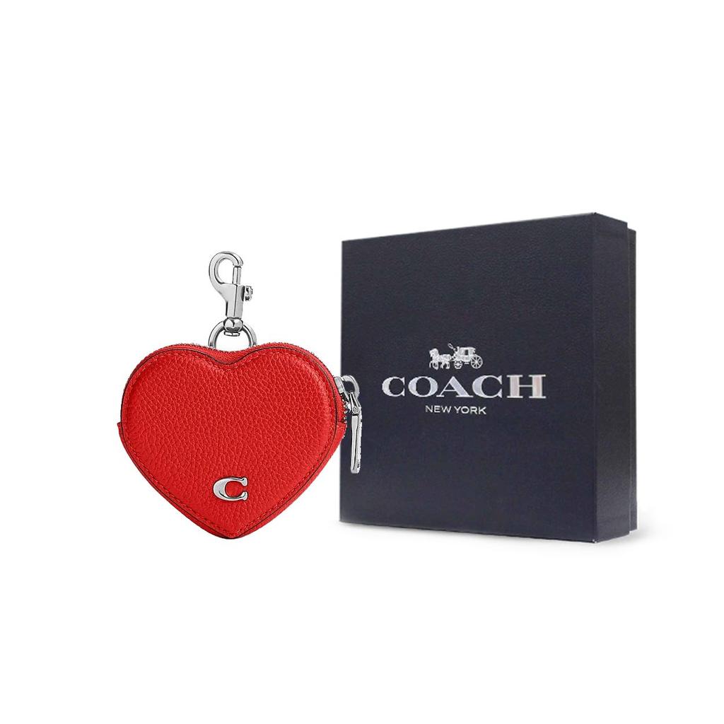 Coach Сердце 10 Логотип Молния Мини-кошелек Женский кошелек Красный CP406-PJ6