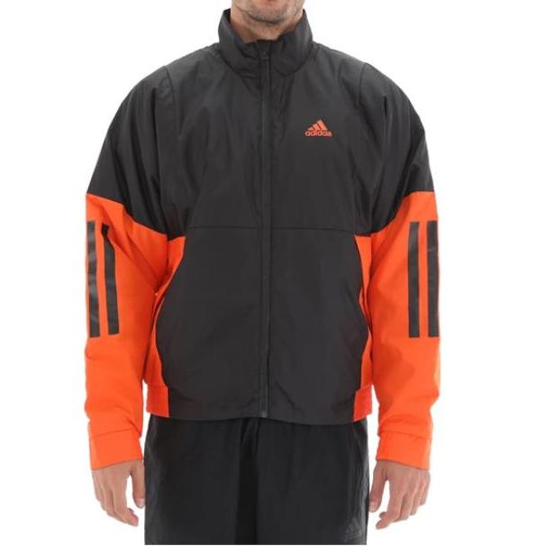 Adidas Мужская хлопковая куртка с длинными рукавами и тремя полосками, цветными блоками и воротником-стойкой, черная FT2440