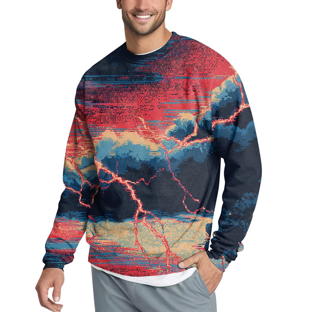 Мужской повседневный модный свитшот с принтом и круглым вырезом