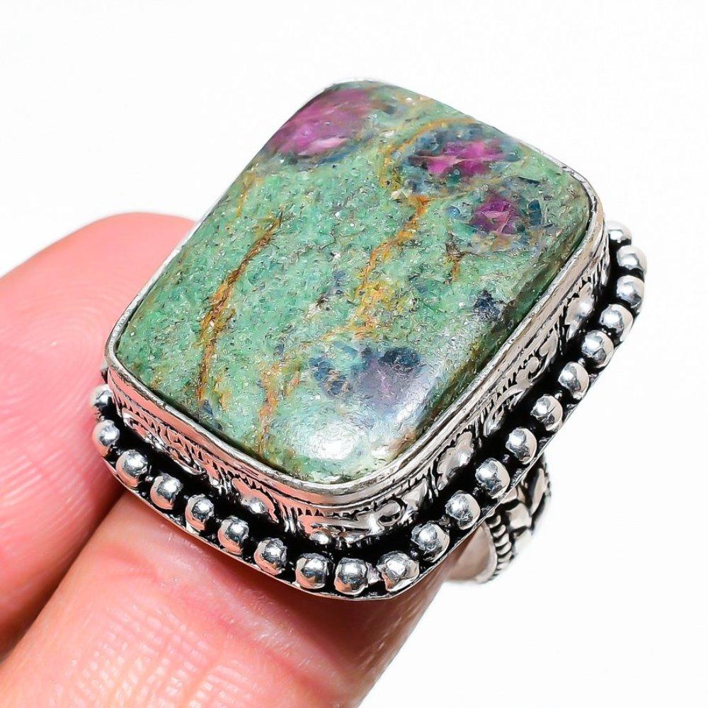 Кольцо из серебра 925 пробы с рубиновым фукситом, созданное в лаборатории, размер 7,5 Y8y83