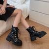 Новые женские короткие сапоги с заклепками и цепочками, готическая обувь, уличная мода, женские рок-сапоги с металлическим декором, женская обувь в стиле панк