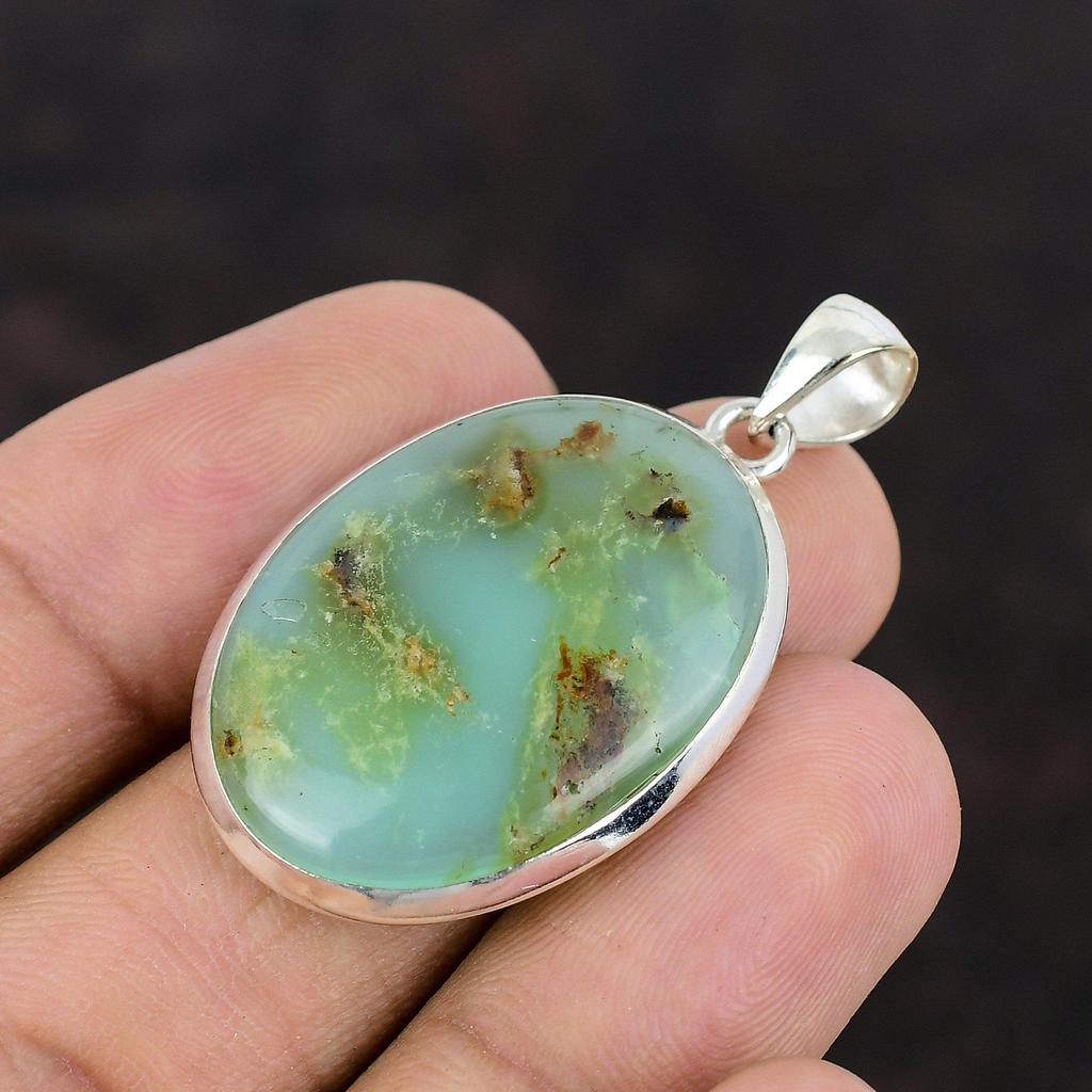 Chrysoprase Pendant Real Gemstone Pendant 925 Sterling Silver Pendant Handmade Women Jewelry Bridal Gift Chrysoprase Jewelry Gift For Mom