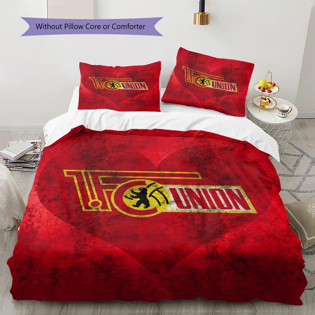 1.FC Union Berlin Pattern Bedding Quilt Set  Home Decoration  Gift (1 * duvet cover + 2 * pillowcase  without core).xwn