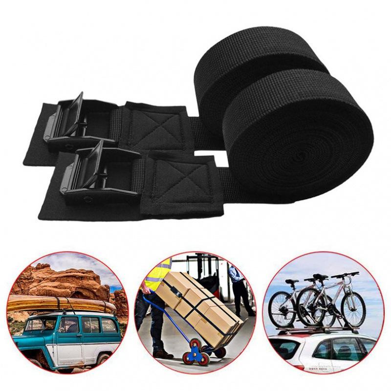 Car Tensioning Belts Black Tie Down Strap Strong Ratchet Belt Luggage Bag Cargo Lashing With Metal Buckle for Car RV 300cm*2.5cm