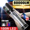 High Power LED Flashlight Fluorescent Torch Rechargeable Powerful Long Range Flashlight Built-in 3000mah Battery With COB Light