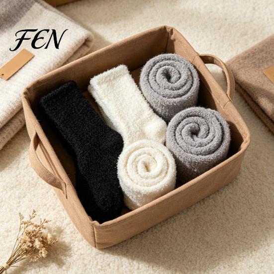 Thickened Velvet Slipper Socks 6 Pairs Plush for Men, Winter Solid Color Fuzzy Socks, Warm Thermal Sleeping Cold Feet Slippers Soft Breathable