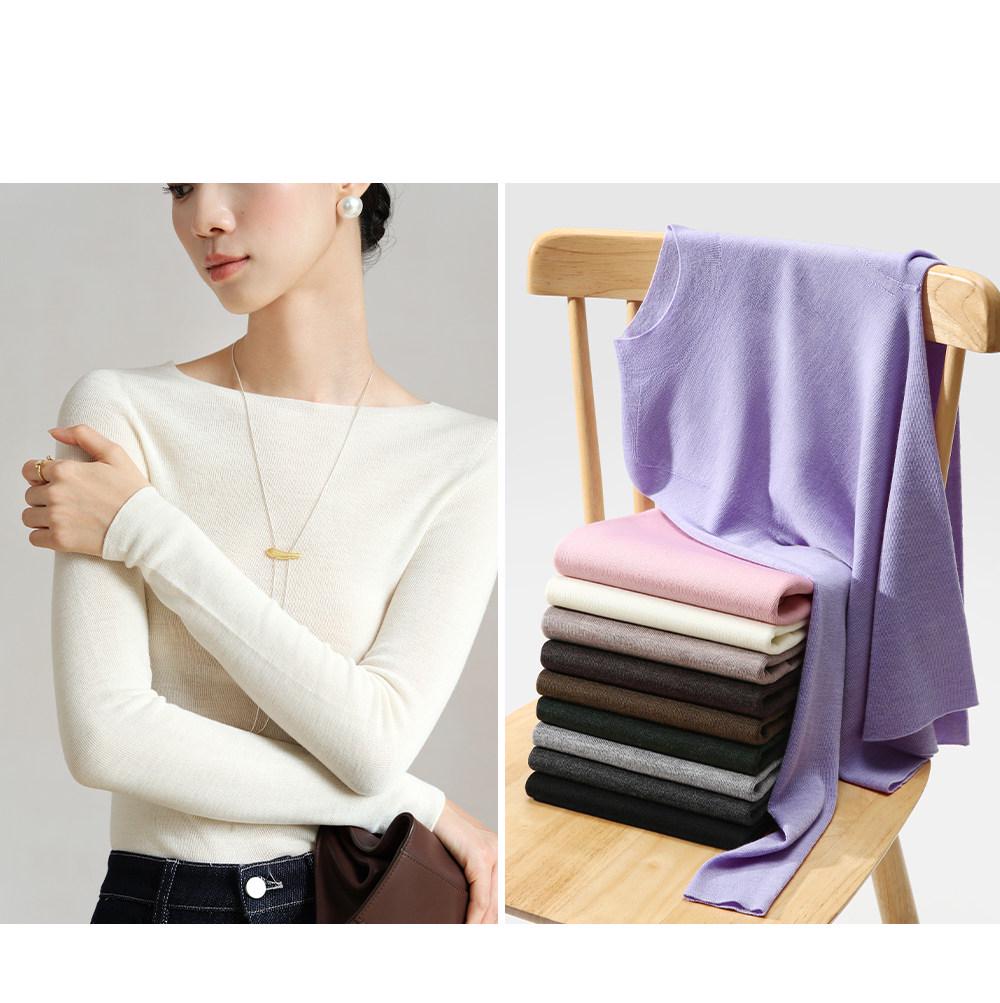 Women's Seamless Merino Wool Base Layer Top - Machine Washable & High-End Knitwear