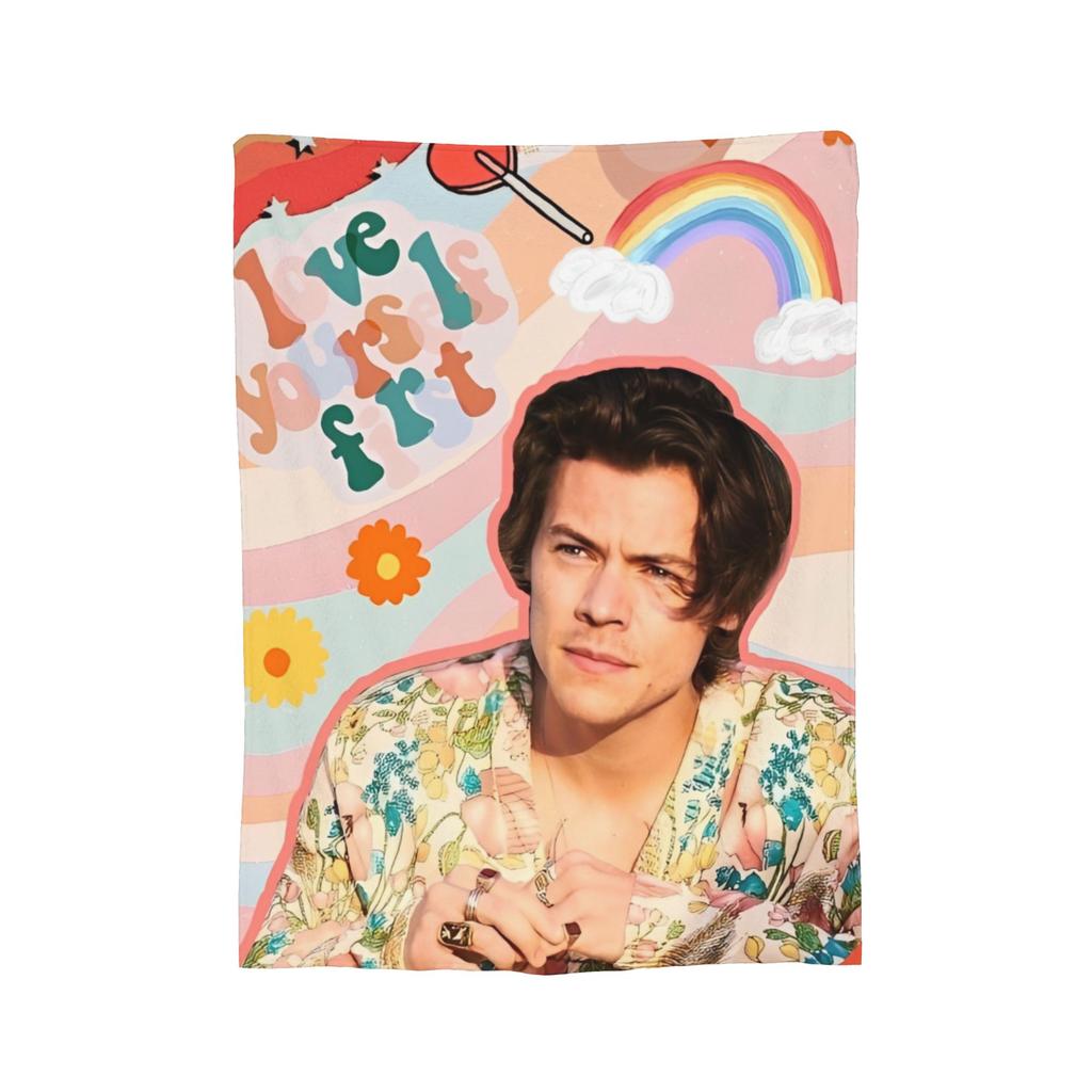 Плед Гарри Стайлс Коралловый Флис Плюшевый С Принтом Дышащий Легкий Тонкий Плед для Дома Дивана Покрывало