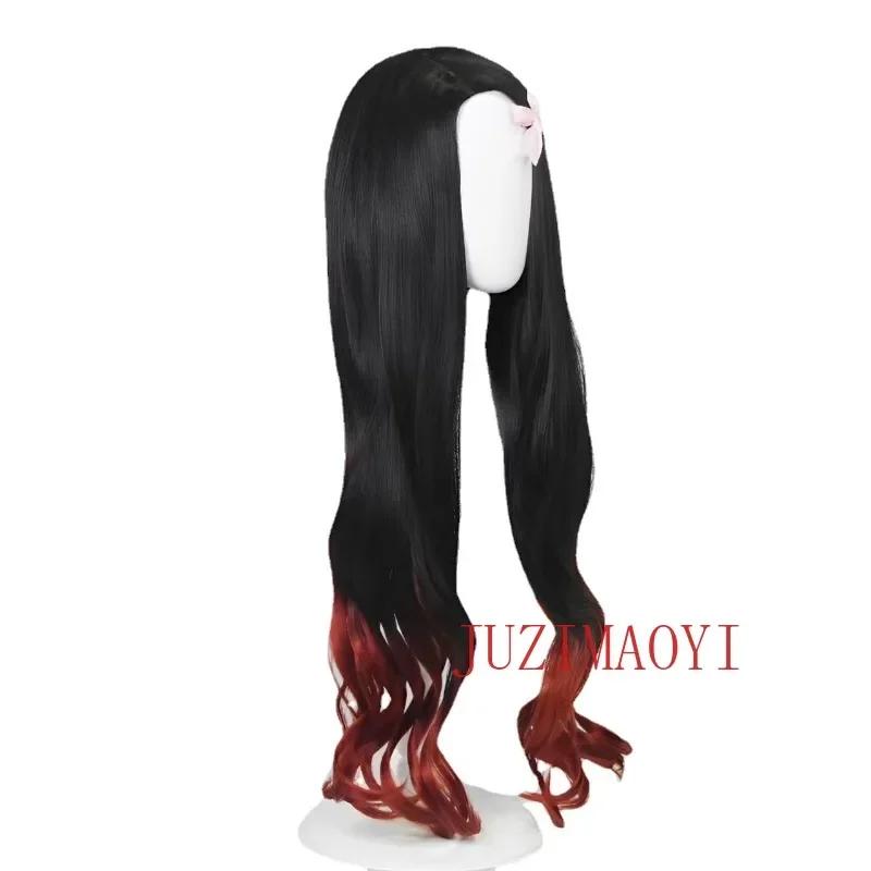 Парик для косплея Незуко Косплей Вьющийся Черный Оранжевый Градиентный Парик Косплей Термостойкие Синтетические Парики
