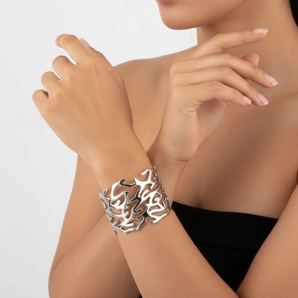 Tree Branch Pattern Metal Opening Bangle Armlet Women's Wrist Jewelry Coral Design Bracelet  Girls