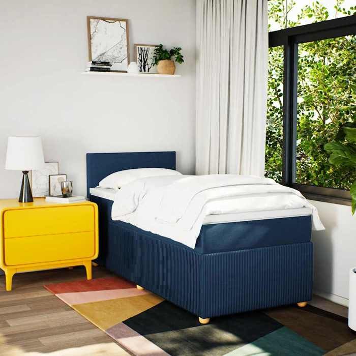 Maison Exclusive - Sommier à lattes de lit avec matelas Bleu 80x200 cm Tissu