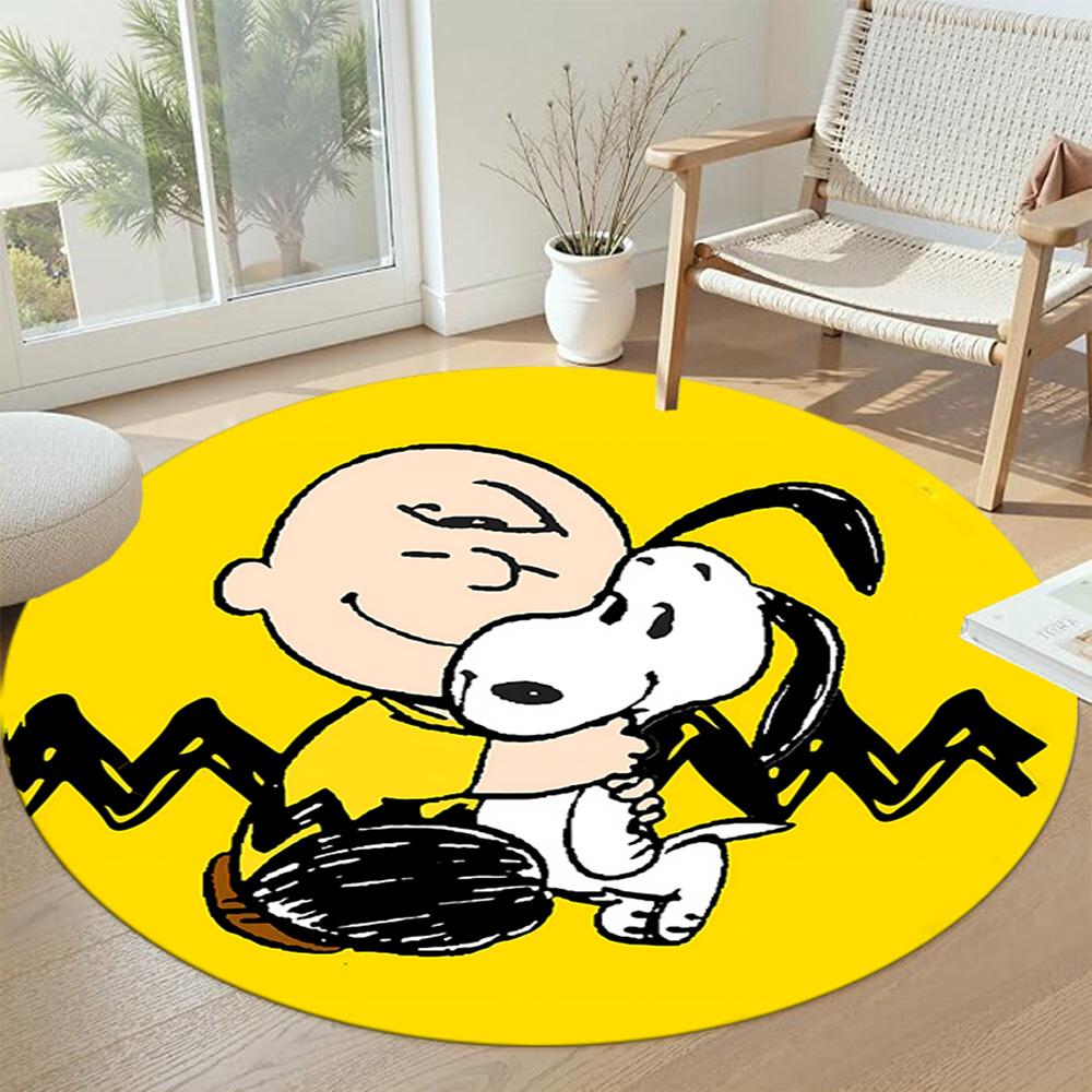 Snoopy Round Area Rug Perfect for Hallway Outdoor Dormitory Dining Room Antislip Round Carpet Anime Office Decor Gift for Festivals