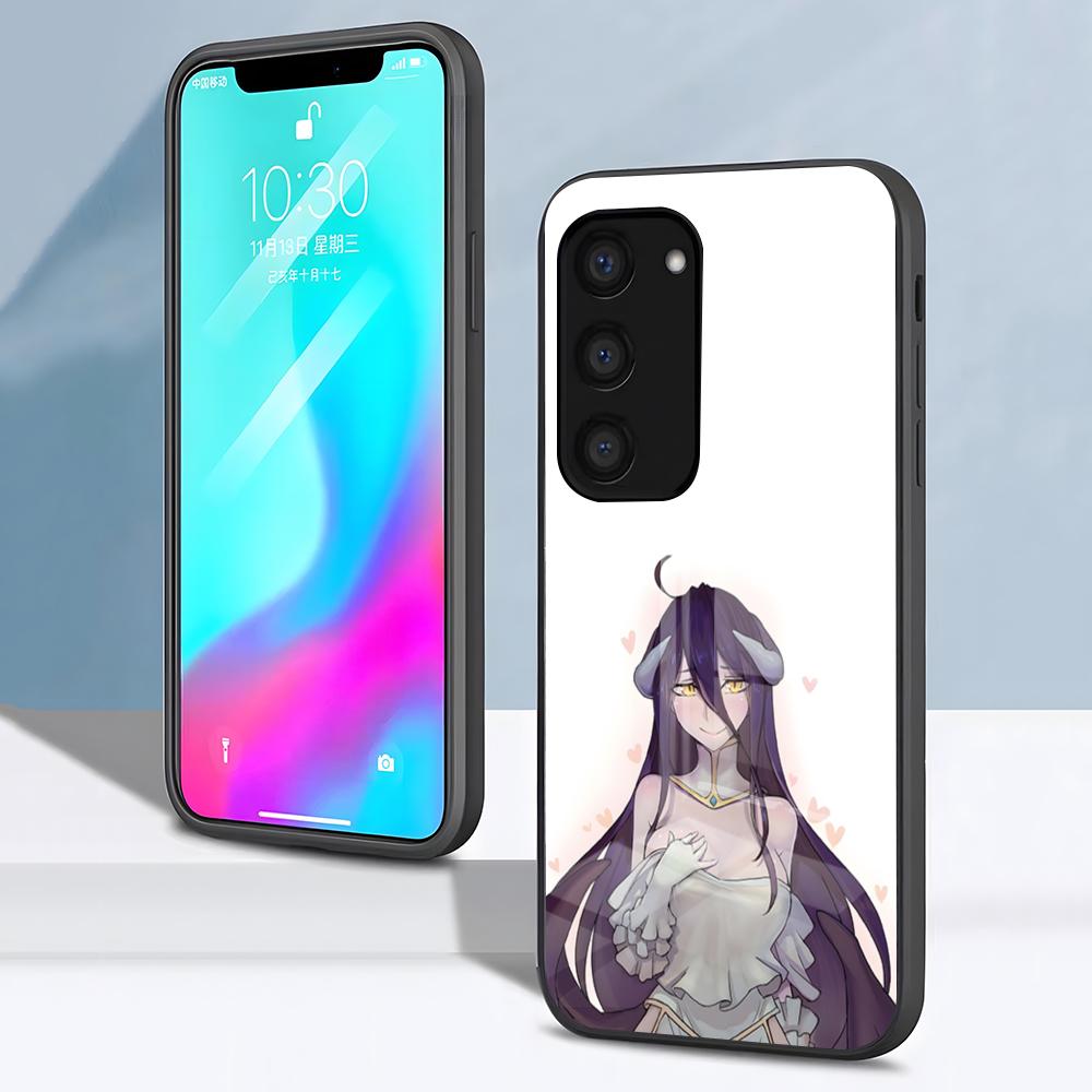 Чехол для телефона Albedo Overlord для Samsung S26 S25 S24 FE S23 S22 S21 Plus S20 Ultra Note20Ultra Черная стеклянная крышка